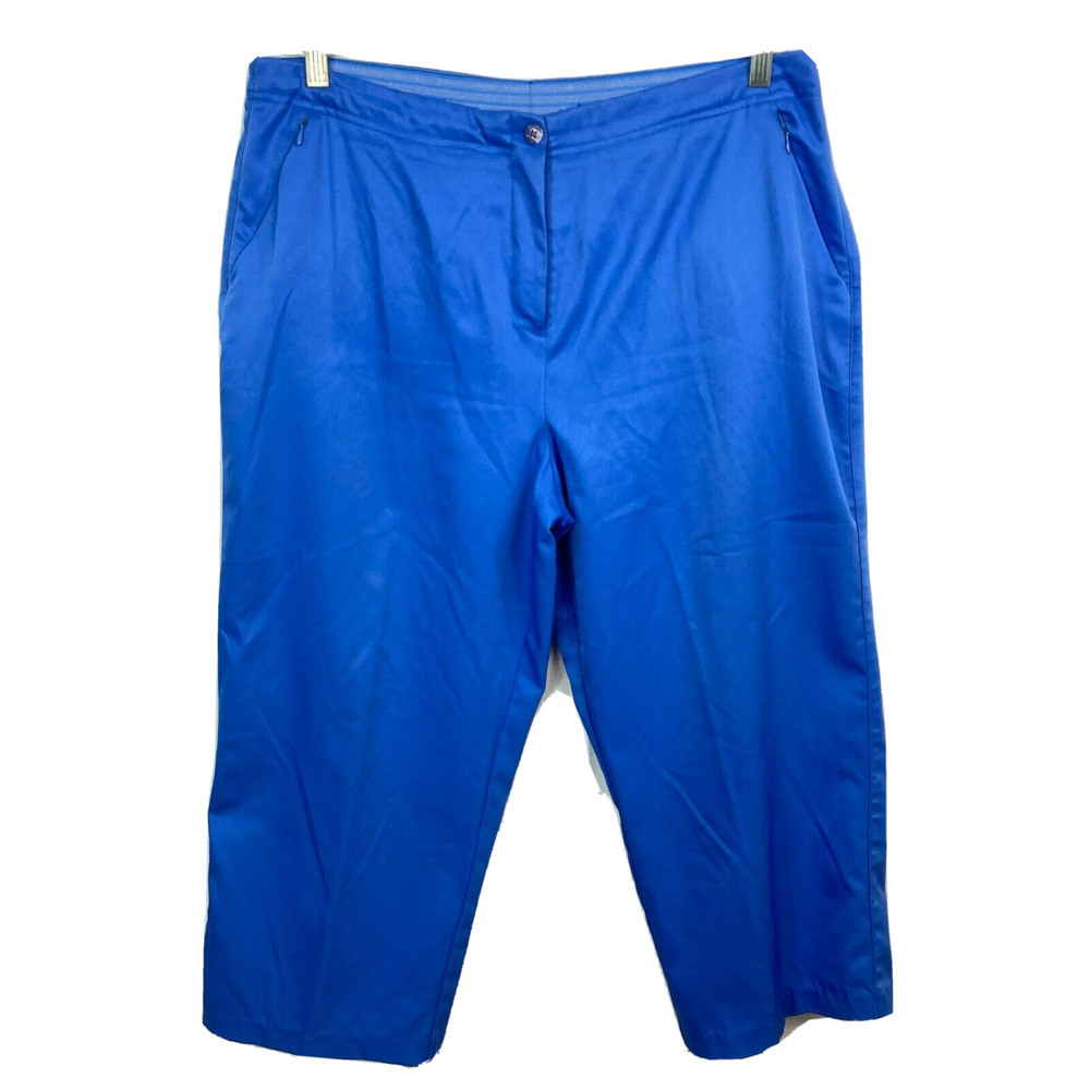 Bolle Pants Womens Sz 14 Crop Capri Golf Tennis Blue Lightweight Zipped Pockets‎